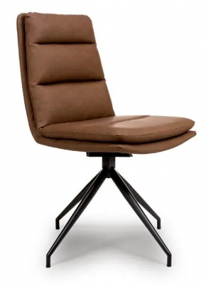 Product photograph of Nobo Tan Faux Leather Swivel Dining Chair Sold In Pairs from Choice Furniture Superstore