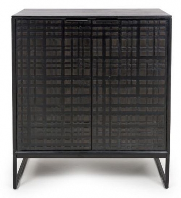 Product photograph of Fusion Black Mango Wood 2 Door 1 Drawer Drinks Cabinet from Choice Furniture Superstore