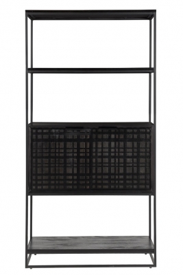 Product photograph of Fusion Black Mango Wood 2 Door Bookcase from Choice Furniture Superstore