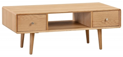 Product photograph of Jenson Light Oak 2 Drawer Coffee Table from Choice Furniture Superstore