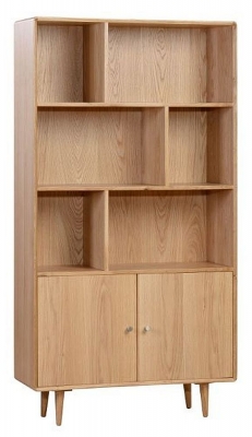 Product photograph of Jenson Light Oak 2 Door Bookcase from Choice Furniture Superstore