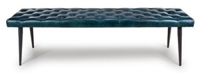 Product photograph of Bradley Blue Genuine Buffalo Leather Bench from Choice Furniture Superstore