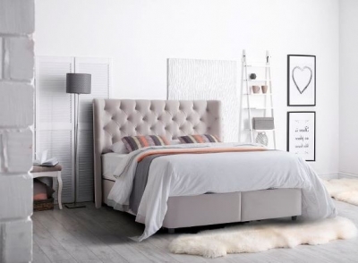 Product photograph of Mayfair Champagne Fabric Ottoman Bed - Sizes Available from Choice Furniture Superstore