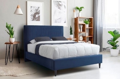 Product photograph of Lyla Fabric Bed - Comes In Blue Green And Blush Options from Choice Furniture Superstore