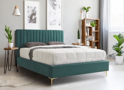 Product photograph of Lucy Green Fabric Bed - Sizes Available from Choice Furniture Superstore