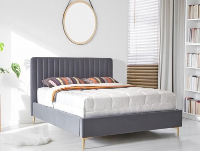 Product photograph of Lucy Grey Fabric Bed - Sizes Available from Choice Furniture Superstore