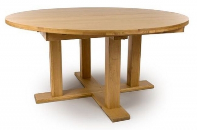 Product photograph of Madrid Oak 160cm-210cm Extending Round Dining Table from Choice Furniture Superstore
