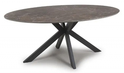 Product photograph of Galaxy Brown Ceramic 6 Seater Oval Dining Table from Choice Furniture Superstore