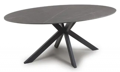 Product photograph of Lunar Grey Ceramic 180cm Oval Dining Table - 6 Seater from Choice Furniture Superstore