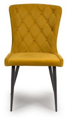 Product photograph of Merlin Mustard Fabric Dining Chair Sold In Pairs from Choice Furniture Superstore