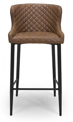Product photograph of Charlie Carver Brown Faux Leather Barstool Sold In Pairs from Choice Furniture Superstore