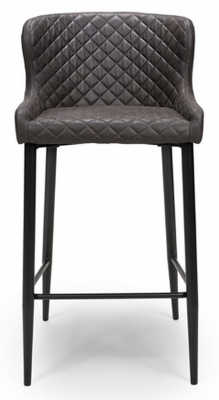Product photograph of Charlie Carver Grey Faux Leather Barstool Sold In Pairs from Choice Furniture Superstore