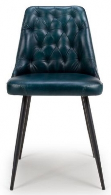 Product photograph of Bradley Blue Genuine Buffalo Leather Dining Chair Sold In Pairs from Choice Furniture Superstore