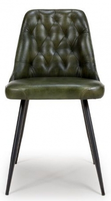 Product photograph of Bradley Green Genuine Buffalo Leather Dining Chair Sold In Pairs from Choice Furniture Superstore