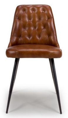 Product photograph of Bradley Tan Genuine Buffalo Leather Dining Chair Sold In Pairs from Choice Furniture Superstore