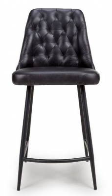 Product photograph of Bradley Black Genuine Buffalo Leather Counter Stool Sold In Pairs from Choice Furniture Superstore