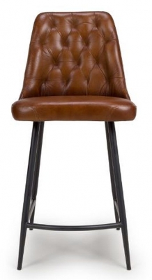 Product photograph of Bradley Tan Genuine Buffalo Leather Counter Stool Sold In Pairs from Choice Furniture Superstore