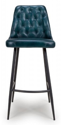 Product photograph of Bradley Blue Genuine Buffalo Leather Barstool Sold In Pairs from Choice Furniture Superstore