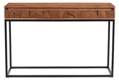 Product photograph of Axis Carved Acacia Wood 2 Drawer Console Table from Choice Furniture Superstore