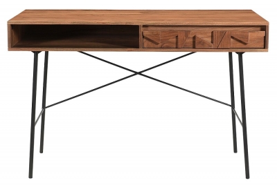 Product photograph of Axis Acacia Wood 1 Drawer Writing Desk - Geomatric from Choice Furniture Superstore