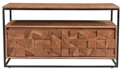 Product photograph of Axis Carved Acacia Wood 2 Door Tv Unit from Choice Furniture Superstore