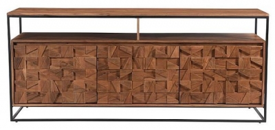 Product photograph of Axis Carved Acacia Wood 3 Door Large Sideboard from Choice Furniture Superstore