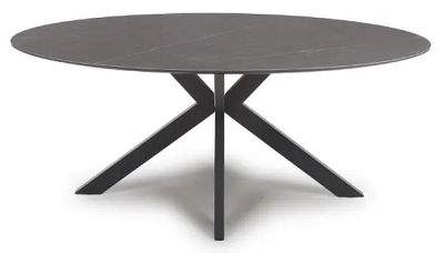 Lunar Grey Marble Effect 180cm Oval Dining Table Clearance D629