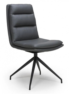 Product photograph of Nobo Grey Faux Leather Swivel Dining Chair Sold In Pairs from Choice Furniture Superstore