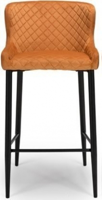 Product photograph of Malmo Burnt Orange Velvet Fabric Stool Sold In Pairs from Choice Furniture Superstore