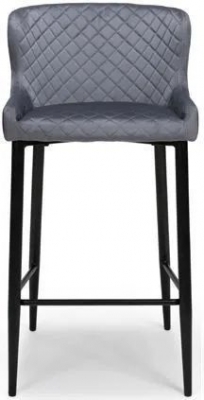 Malmo Grey Velvet Fabric Stool (Sold in Pairs)