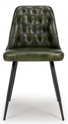 Clearance Bradley Green Genuine Buffalo Leather Dining Chair Sold In Pairs Fss14858