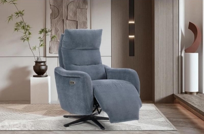 Apollo Blue Swivel Power Recliner Chair