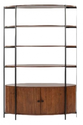 Product photograph of Panama Acacia Wood 2 Door Bookcase from Choice Furniture Superstore