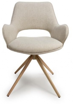 Product photograph of Perth Natural Easy Clean Fabric Swivel Chair Sold In Pairs from Choice Furniture Superstore