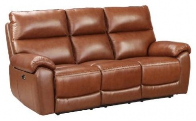 Product photograph of Rocco Saddle Leather 3 Seater Power Sofa from Choice Furniture Superstore