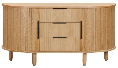 Product photograph of Vermont Natural Oak 2 Door 3 Drawer Curved Sideboard from Choice Furniture Superstore