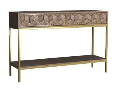 Product photograph of Elyse Mango Wood Console Table With Shelf - Geomatric from Choice Furniture Superstore