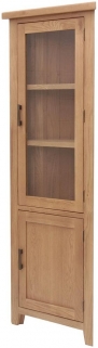 Product photograph of Hampshire Oak Corner Display Cabinet from Choice Furniture Superstore
