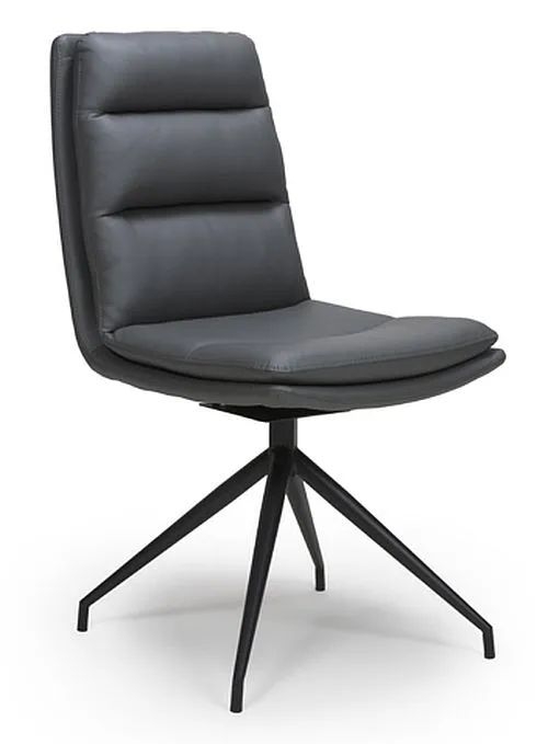 Set of 2 Nobo Grey Faux Leather Swivel Dining Chair with Black Legs ...