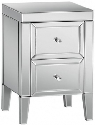 Product photograph of Valencia Mirrored 2 Drawer Compact Bedside Cabinet from Choice Furniture Superstore