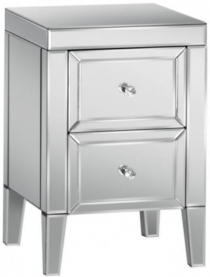 Product photograph of Valencia Mirrored 2 Drawer Bedside Cabinet from Choice Furniture Superstore