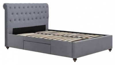 Product photograph of Marlow Grey Velvet Fabric Bed from Choice Furniture Superstore