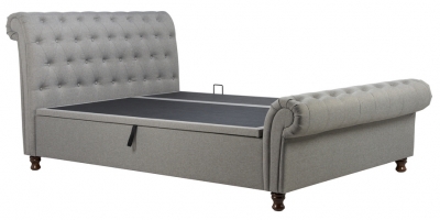 Product photograph of Castello Grey Fabric Side Ottoman Sleigh Bed - Sizes Available from Choice Furniture Superstore
