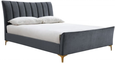Clover Grey Velvet Fabric Bed Comes In Small Double Double And King Size Options