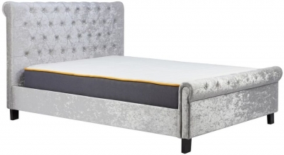 Product photograph of Sienna Steel Crushed Velvet Fabric Bed - Sizes Available from Choice Furniture Superstore