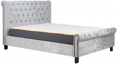 Sienna Steel Crushed Velvet Fabric Bed