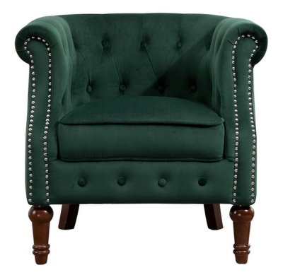 Freya Green Velvet Fabric Accent Armchair