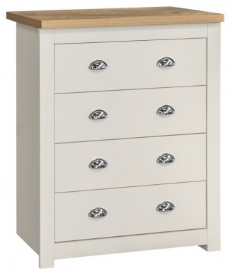 Product photograph of Highgate Cream And Oak Effect Chest - 4 Drawers from Choice Furniture Superstore