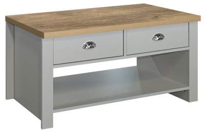 Highgate Grey And Oak Effect Coffee Table 2 Drawers