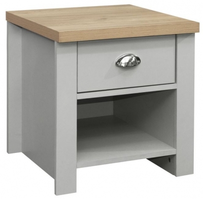 Highgate Grey And Oak Effect Lamp Table 1 Drawer